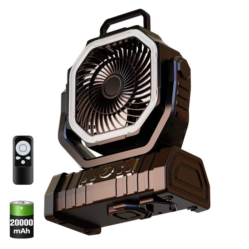 Ventilador Portátil Pro 20,000 mAh: Aire Potente, Iluminación y Power Bank Todo-en-Uno