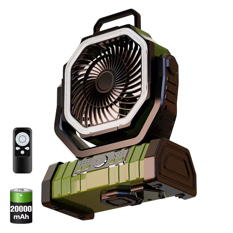 Ventilador Portátil Pro 20,000 mAh: Aire Potente, Iluminación y Power Bank Todo-en-Uno
