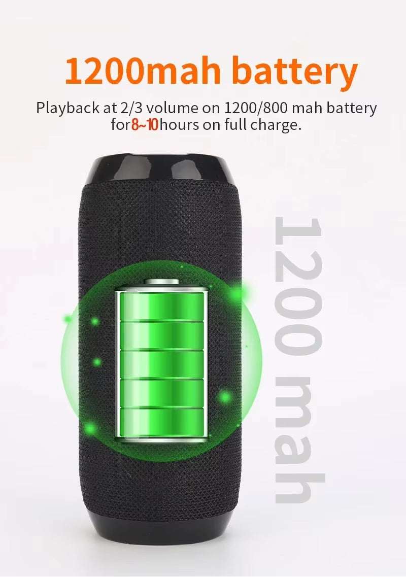 Waterproof Portable Bluetooth-Compatible Speaker Wireless Column Sound Subwoofer Music Center System Loudspeaker AUX FM Radio