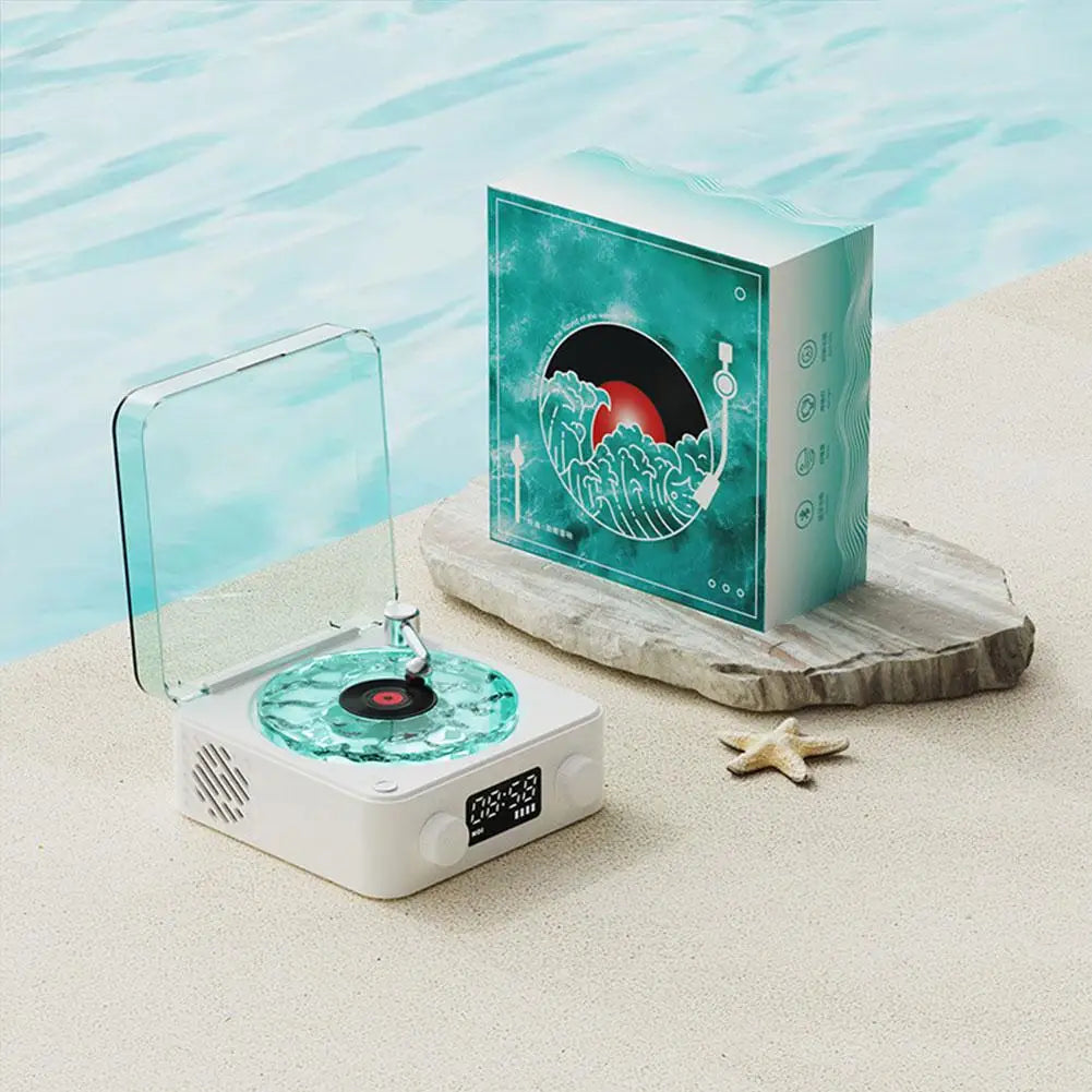 Vinyl Player Bluetooth Speaker with White Noise Retro Turntable Speaker Sleep Aid Vitrola Shaped Speaker with RGB Light