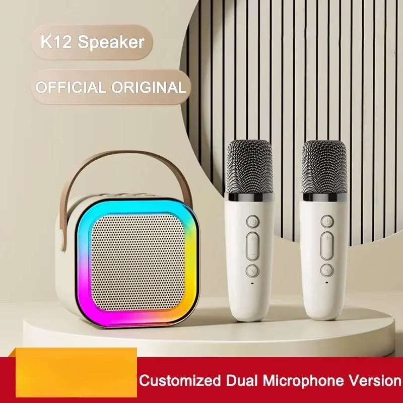 Mini Karaoke Pro K12: Parlante Bluetooth + Micrófono Inalámbrico con Luces RGB