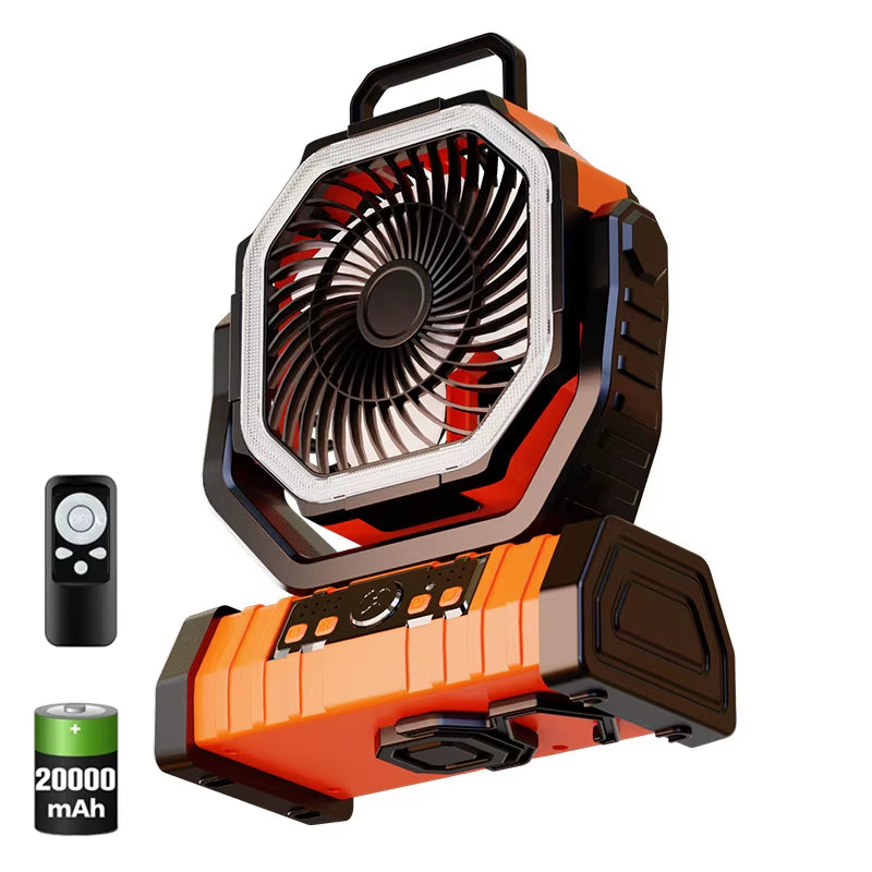 Ventilador Portátil Pro 20,000 mAh: Aire Potente, Iluminación y Power Bank Todo-en-Uno