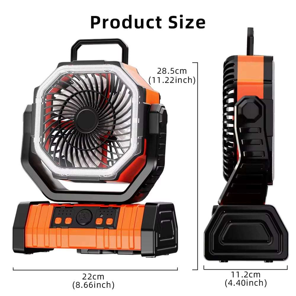 Ventilador Portátil Pro 20,000 mAh: Aire Potente, Iluminación y Power Bank Todo-en-Uno