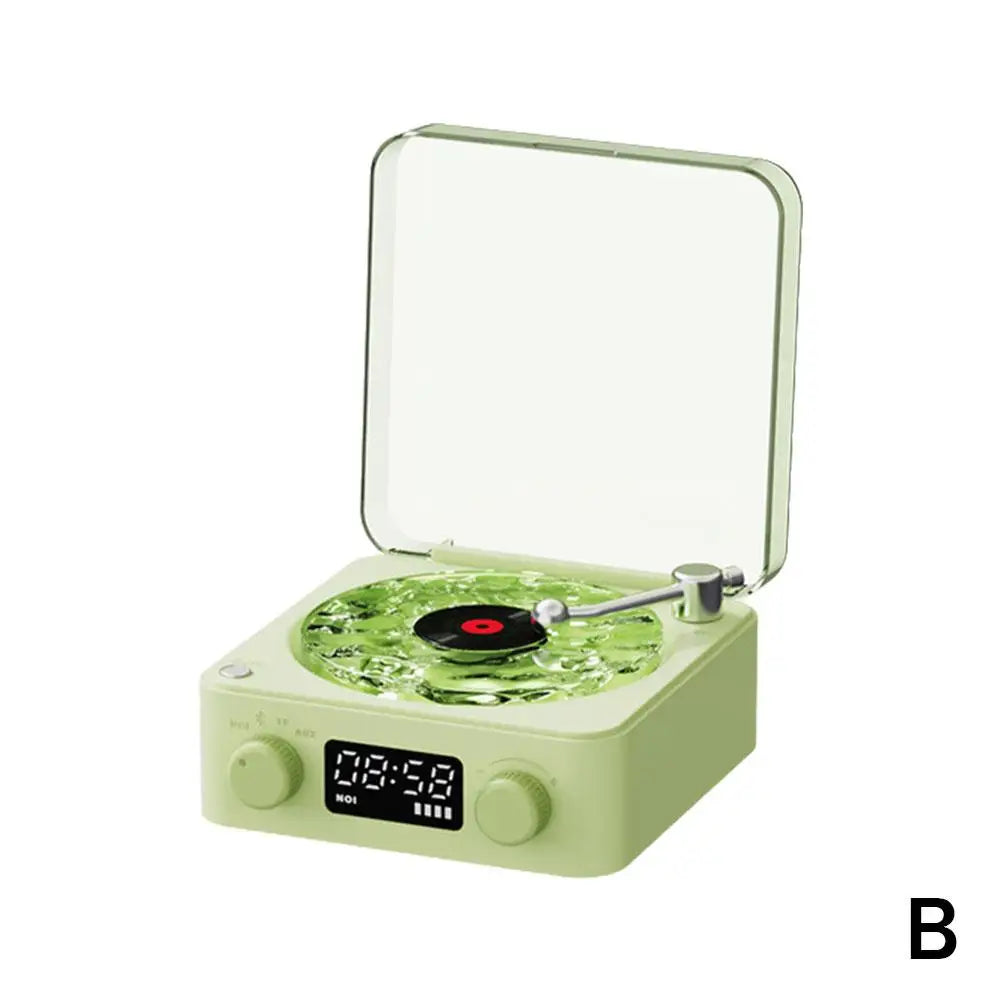 Vinyl Player Bluetooth Speaker with White Noise Retro Turntable Speaker Sleep Aid Vitrola Shaped Speaker with RGB Light